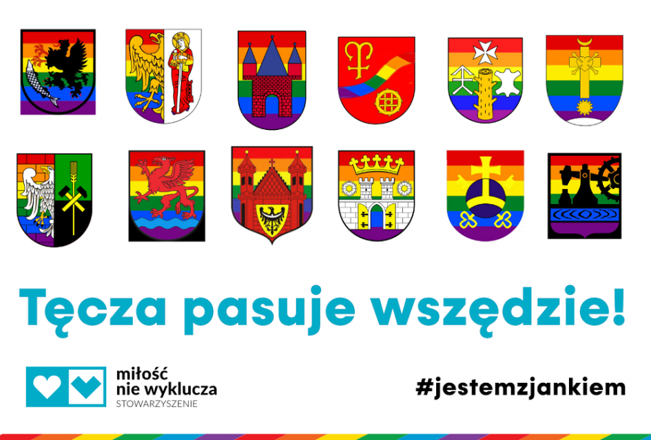 Tęczowe herby Katowic, Chorzowa i Rudy Śląskiej? Internauci w ten sposób solidaryzują się z 16-letnim Jankiem - galeria